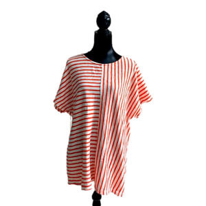 Terra & Sky Striped Terry Short Sleeve Tunic Top